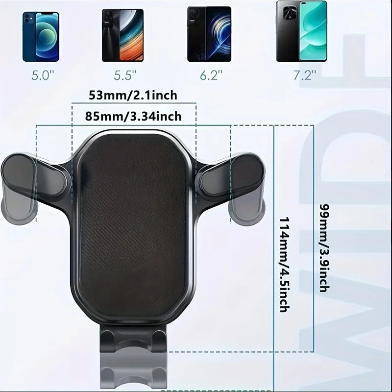 Support de téléphone pour voiture avec pince pour grille d'aération, support pour smartphone et GPS, compatible avec les appareils mobiles de 4,7 à 6,7 pouces.