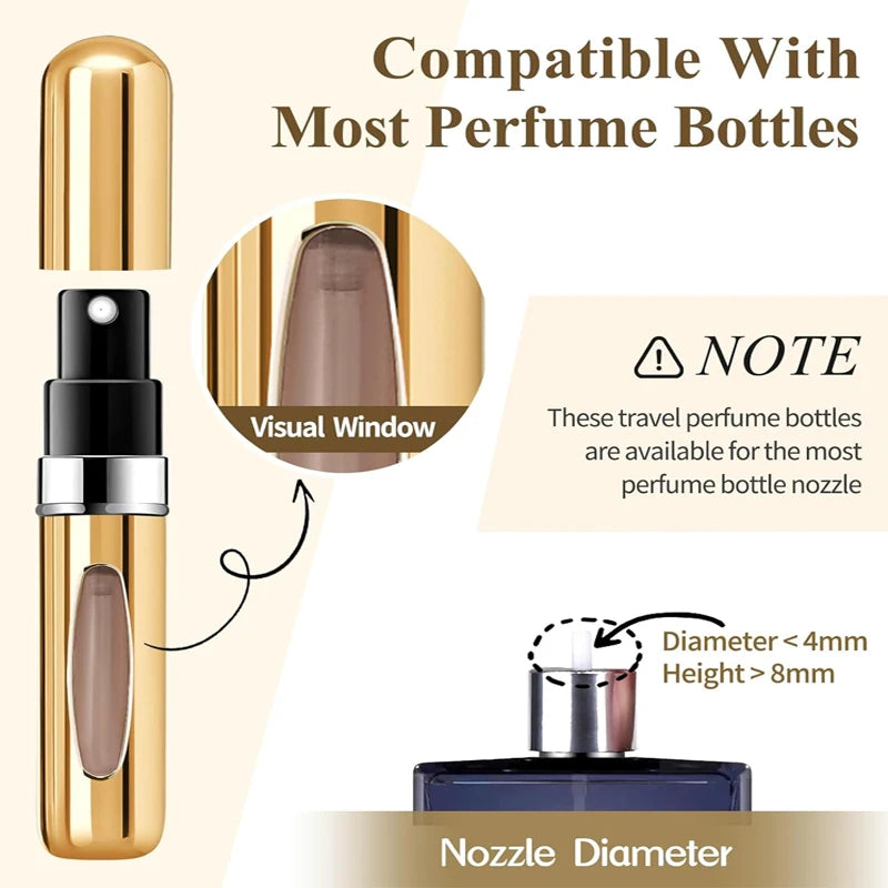 Lot de 4 vaporisateurs de parfum portables de 5 ml pour cosmétiques, mini flacons en aluminium vides et rechargeables.