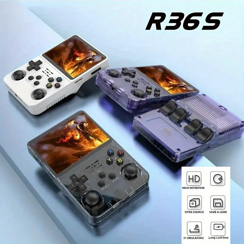 Console de jeux portable rétro R36S, système Linux, écran IPS 3,5 pouces, 64 Go/128 Go, plus de 20 000 jeux.
