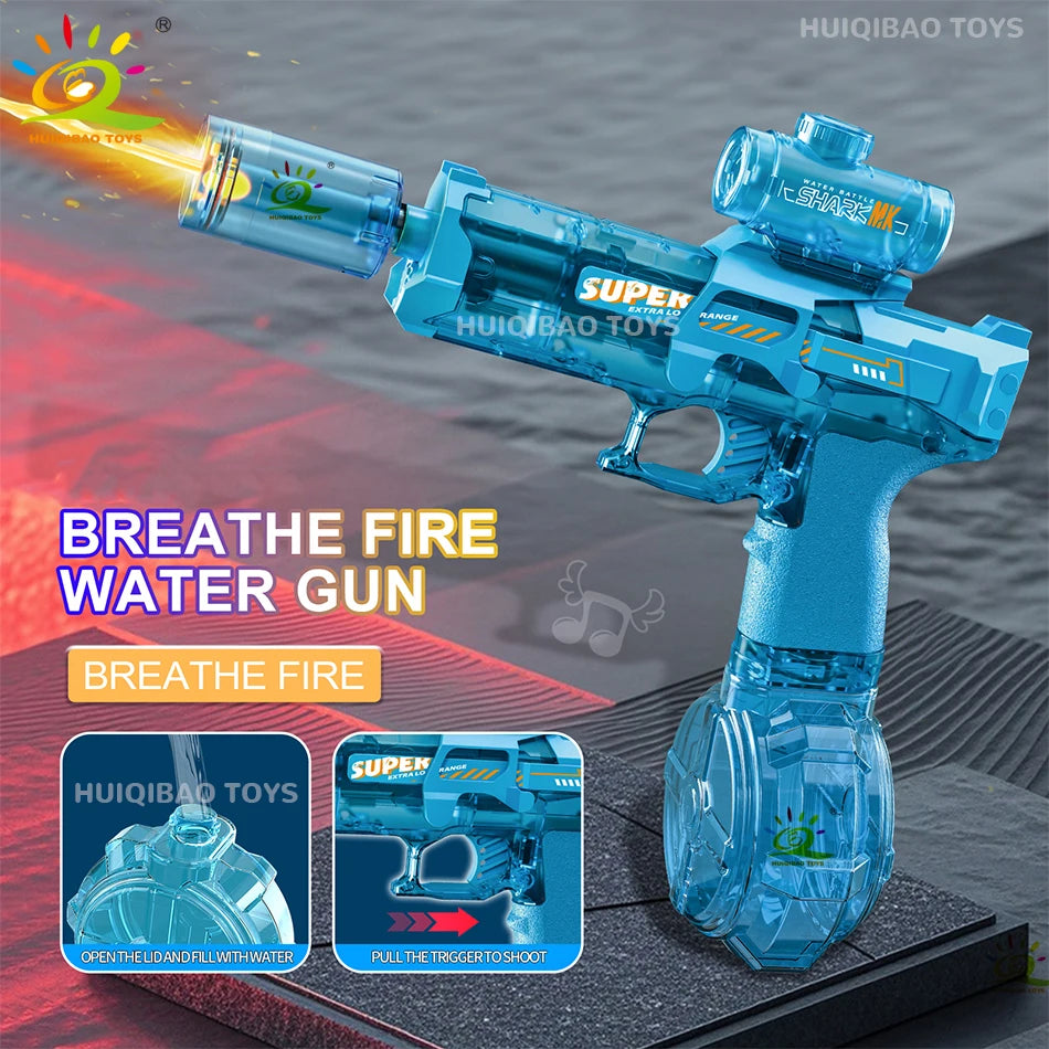 Pistolet à Eau Électrique Automatique – Effet Flamme LED & Rafales