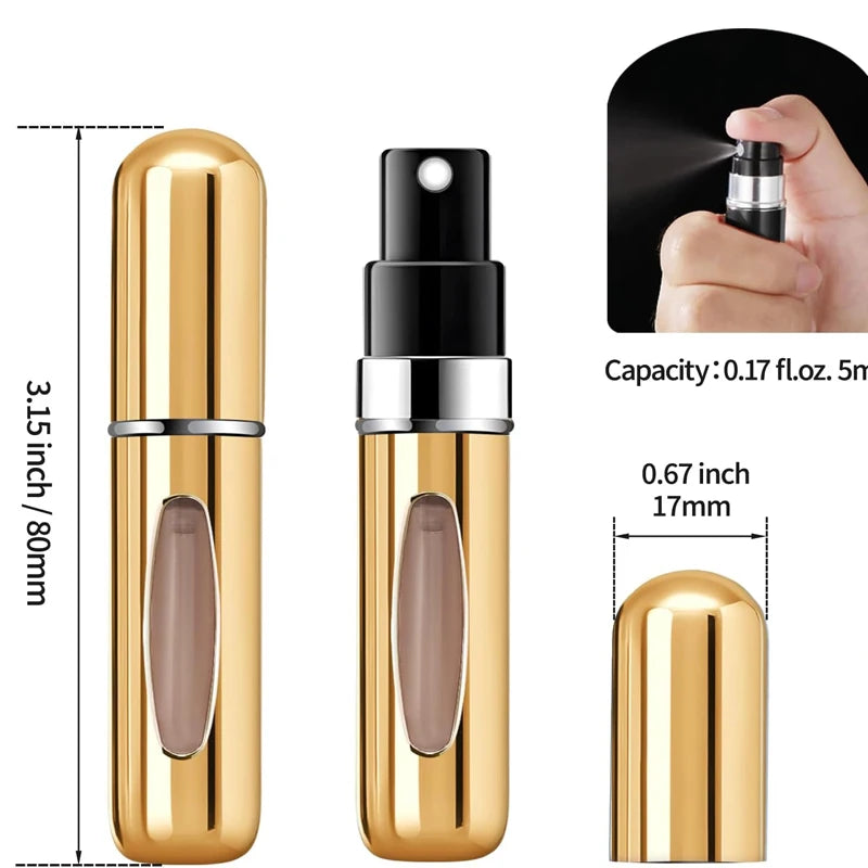 Lot de 4 vaporisateurs de parfum portables de 5 ml pour cosmétiques, mini flacons en aluminium vides et rechargeables.