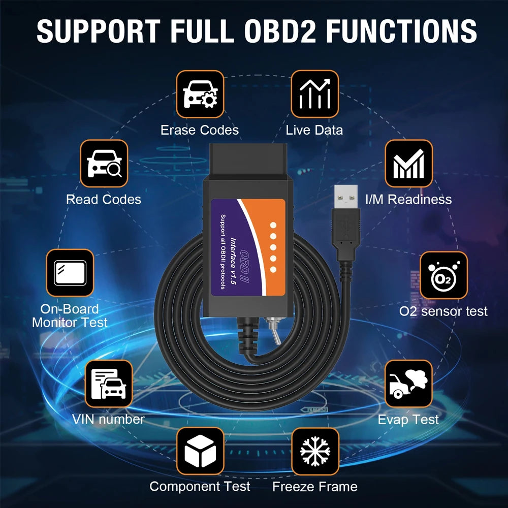 Lecteur de code FORScan OBD2 OBDMonster ELM327 USB V1.5 avec commutateur HS/MS CAN pour outil de diagnostic Ford - VENTE EN VOGUE »
