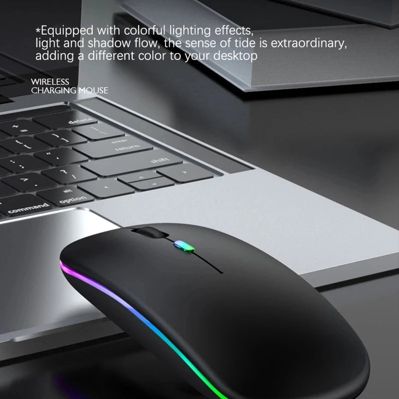 Souris sans fil double mode HOMEFISH PHONEPACE, Bluetooth 2,4 GHz, rechargeable, silencieuse, rétroéclairage LED, optique, pour PC et ordinateur portable