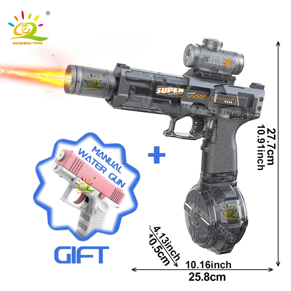 Pistolet à Eau Électrique Automatique – Effet Flamme LED & Rafales
