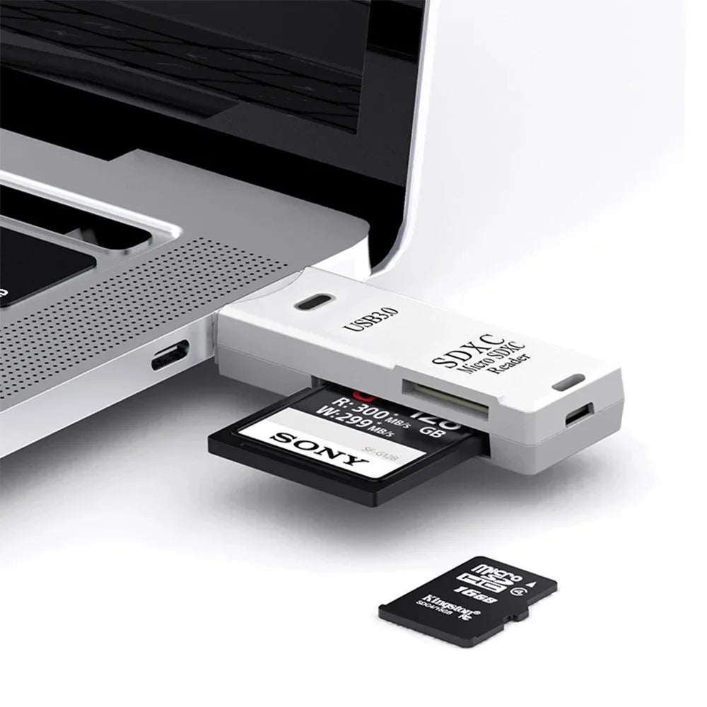 Lecteur de cartes SD/TF USB 3.0 2 en 1, adaptateur de cartes à puce haute vitesse pour PC, ordinateur portable, appareil photo, fixation voiture