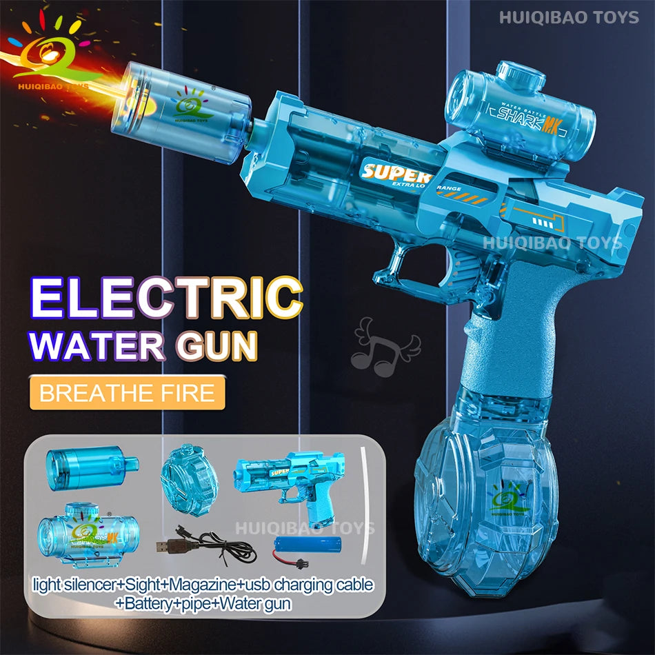 Pistolet à Eau Électrique Automatique – Effet Flamme LED & Rafales