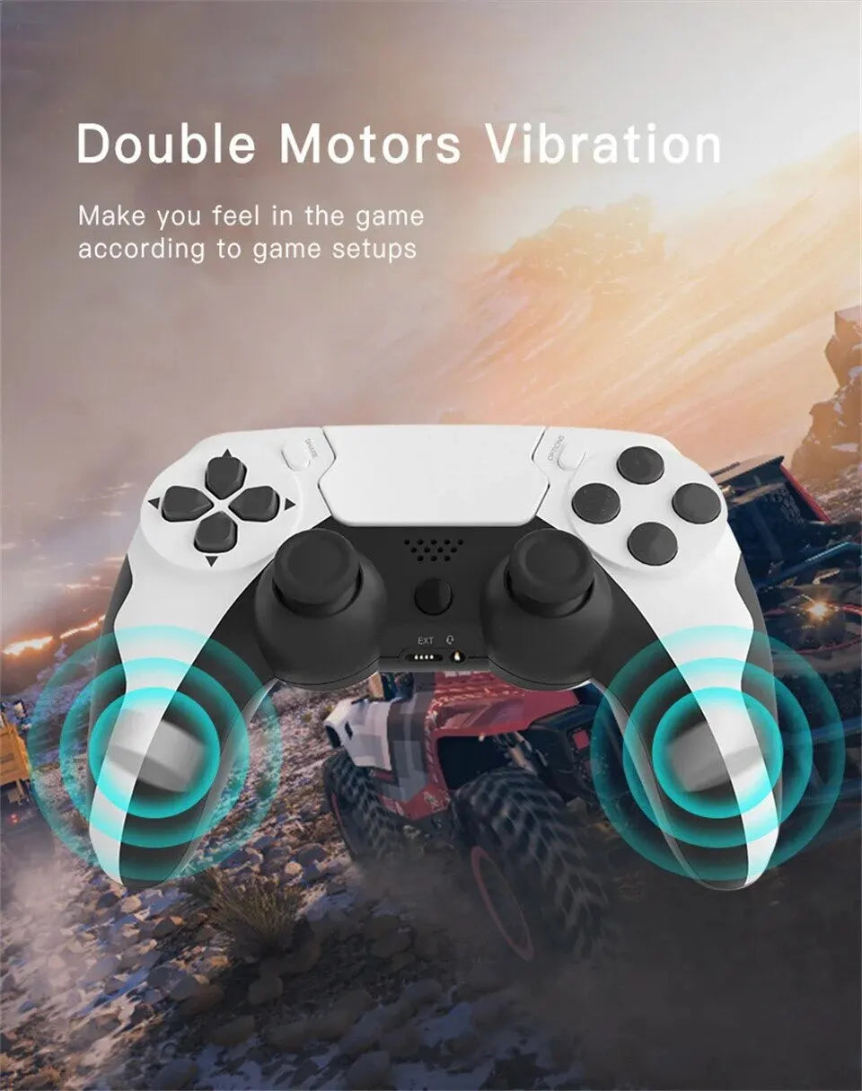 Manette de jeu sans fil GAMINJA P48 avec gyroscope à six axes pour consoles PS4 et PS3, Windows 7, 8 et 10, et joystick à double vibration pour PC.