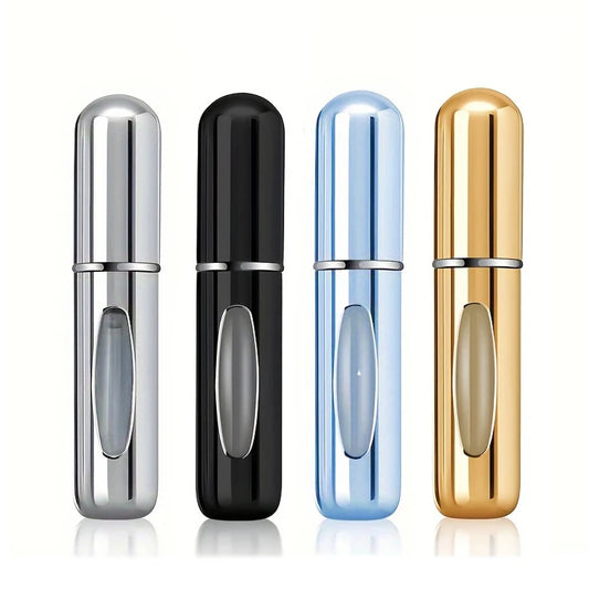 Lot de 4 vaporisateurs de parfum portables de 5 ml pour cosmétiques, mini flacons en aluminium vides et rechargeables.