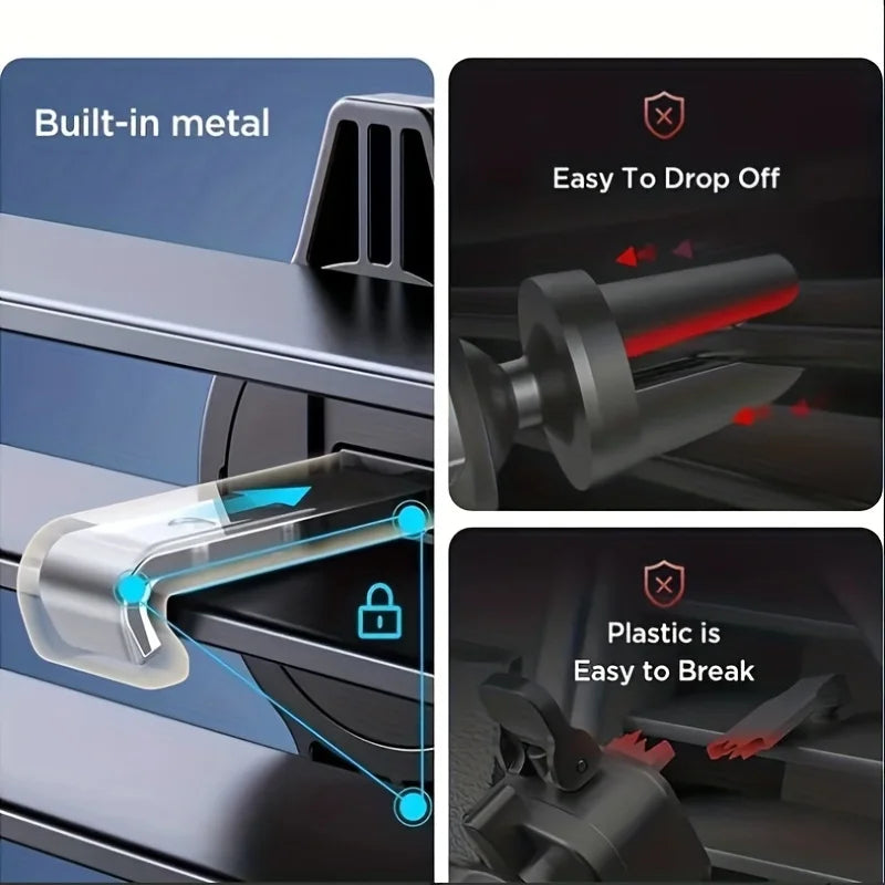 Support de téléphone pour voiture avec pince pour grille d'aération, support pour smartphone et GPS, compatible avec les appareils mobiles de 4,7 à 6,7 pouces.