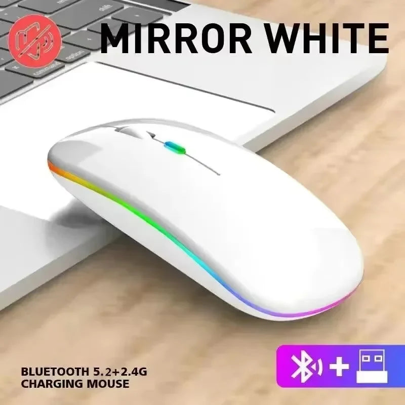 Souris sans fil double mode HOMEFISH PHONEPACE, Bluetooth 2,4 GHz, rechargeable, silencieuse, rétroéclairage LED, optique, pour PC et ordinateur portable