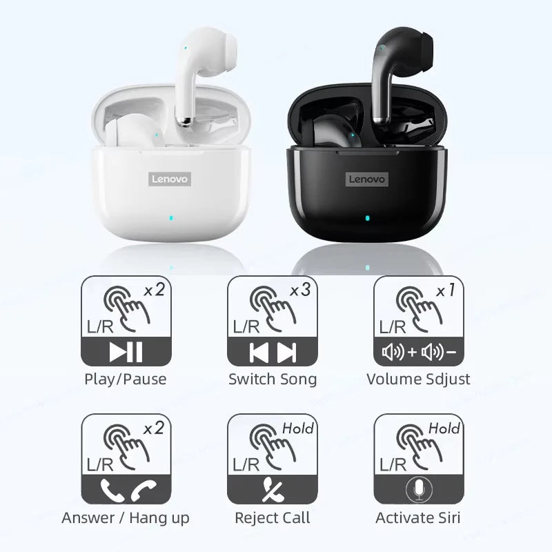 Nouveaux écouteurs Lenovo LP40 Pro TWS Bluetooth 5.3 à connexion rapide, design ergonomique et transmission rapide.