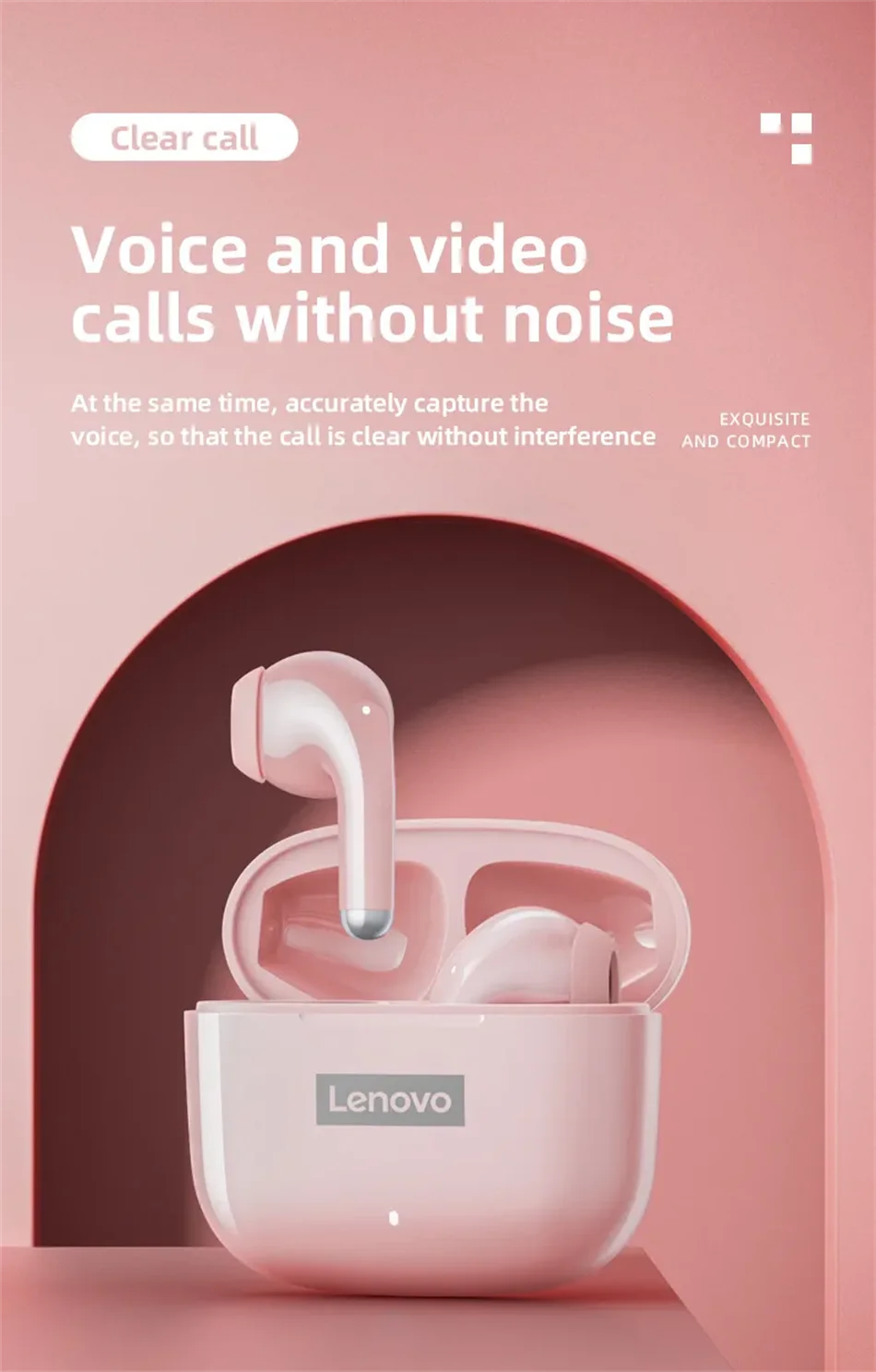 Nouveaux écouteurs Lenovo LP40 Pro TWS Bluetooth 5.3 à connexion rapide, design ergonomique et transmission rapide.