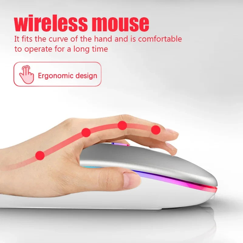 Souris sans fil double mode HOMEFISH PHONEPACE, Bluetooth 2,4 GHz, rechargeable, silencieuse, rétroéclairage LED, optique, pour PC et ordinateur portable