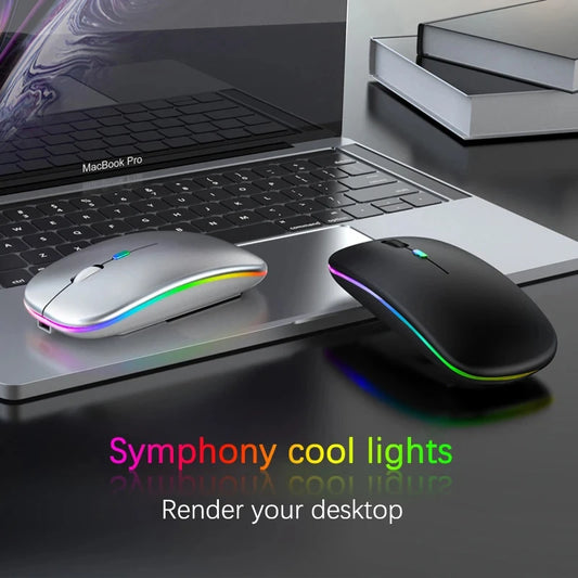 Souris sans fil double mode HOMEFISH PHONEPACE, Bluetooth 2,4 GHz, rechargeable, silencieuse, rétroéclairage LED, optique, pour PC et ordinateur portable