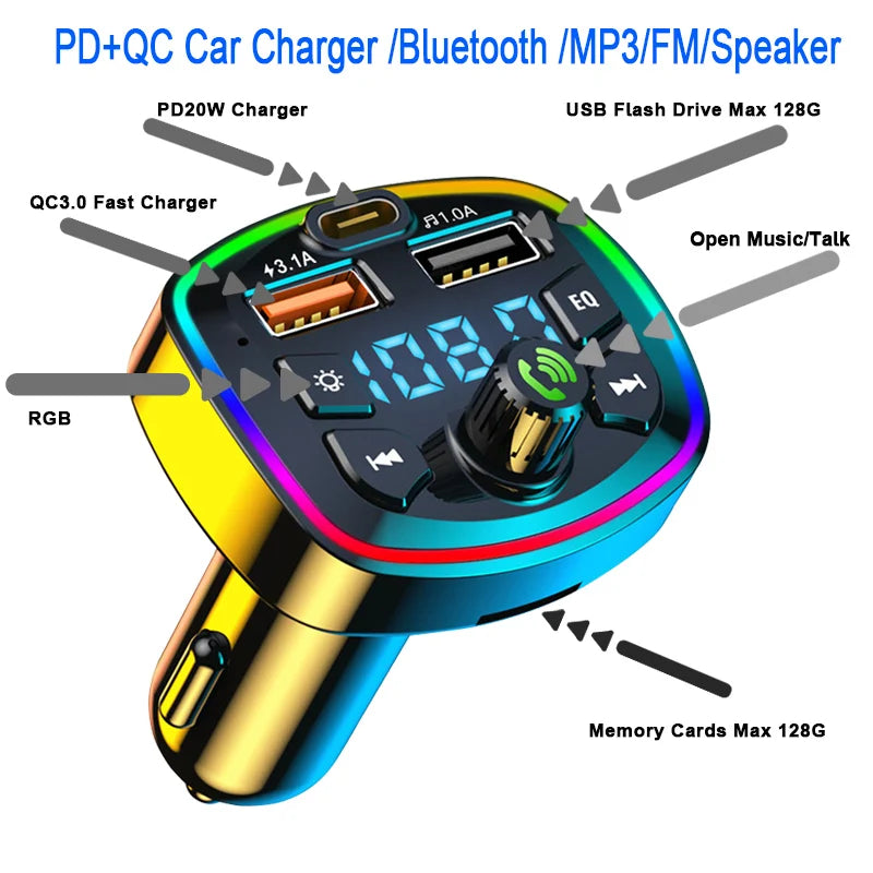 Émetteur FM Bluetooth 5.0 pour voiture.