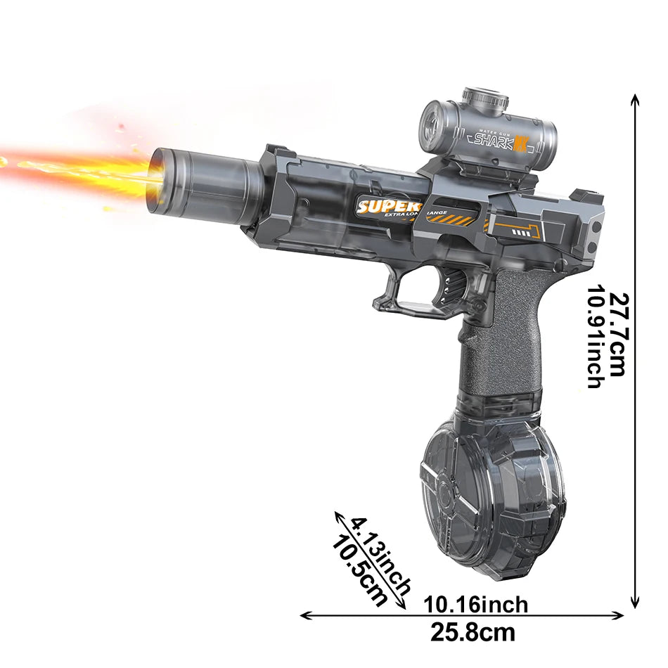 Pistolet à Eau Électrique Automatique – Effet Flamme LED & Rafales