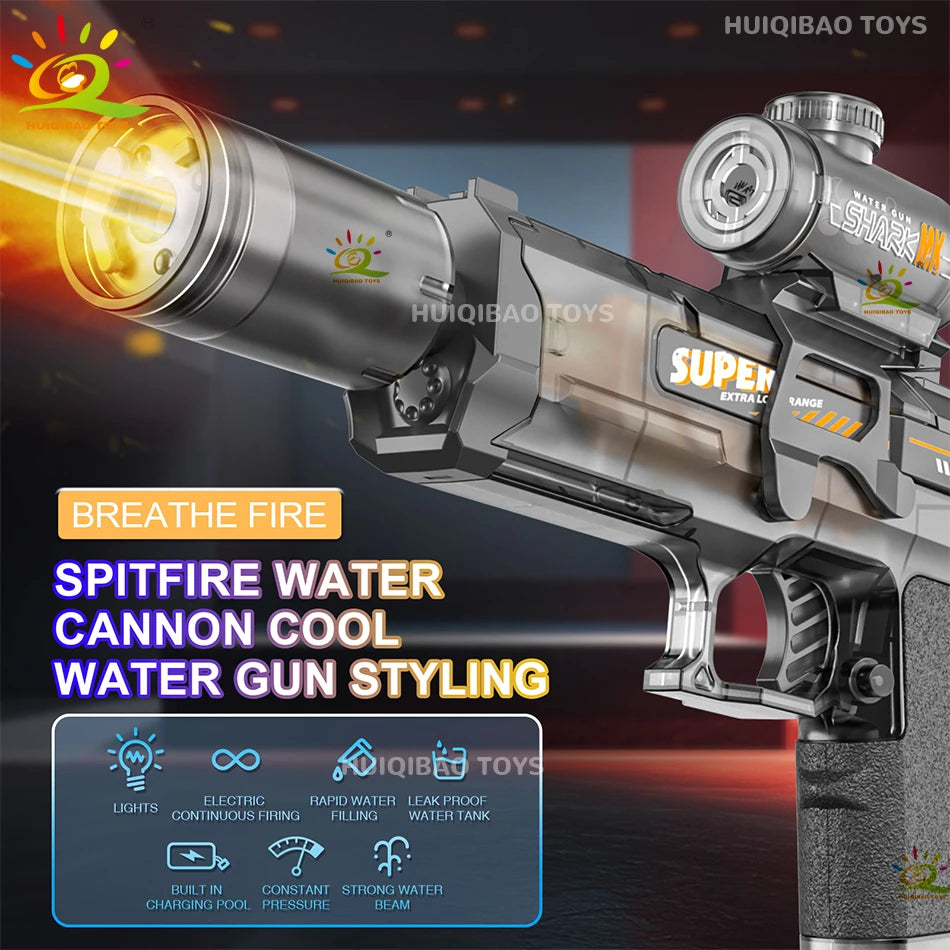 Pistolet à Eau Électrique Automatique – Effet Flamme LED & Rafales