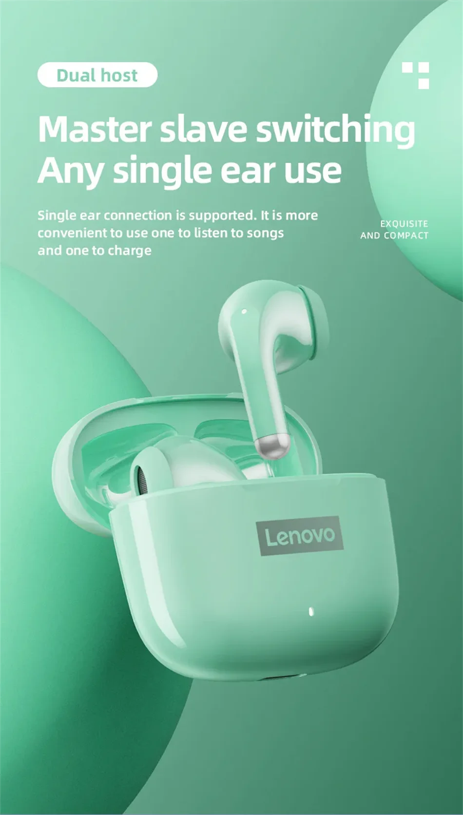 Nouveaux écouteurs Lenovo LP40 Pro TWS Bluetooth 5.3 à connexion rapide, design ergonomique et transmission rapide.