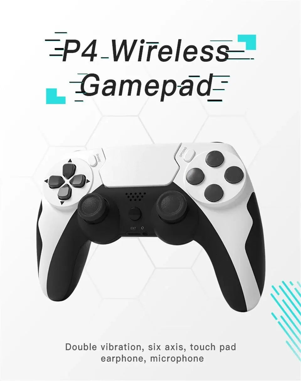 Manette de jeu sans fil GAMINJA P48 avec gyroscope à six axes pour consoles PS4 et PS3, Windows 7, 8 et 10, et joystick à double vibration pour PC.