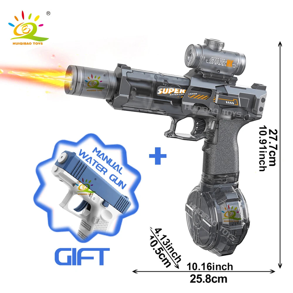 Pistolet à Eau Électrique Automatique – Effet Flamme LED & Rafales