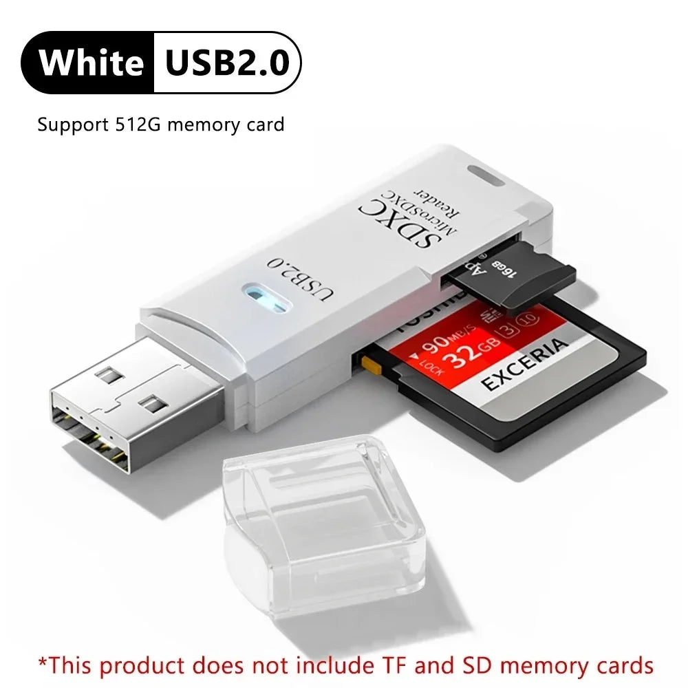 Lecteur de cartes SD/TF USB 3.0 2 en 1, adaptateur de cartes à puce haute vitesse pour PC, ordinateur portable, appareil photo, fixation voiture