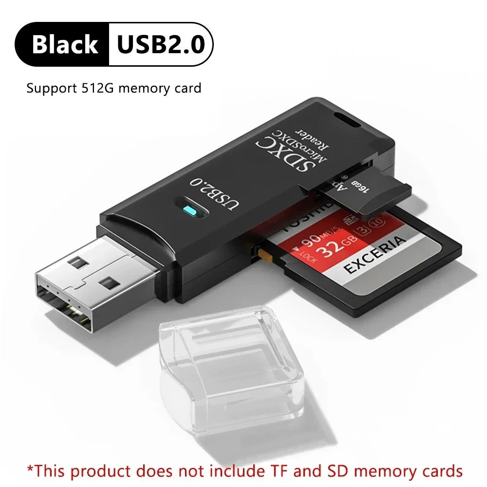 Lecteur de cartes SD/TF USB 3.0 2 en 1, adaptateur de cartes à puce haute vitesse pour PC, ordinateur portable, appareil photo, fixation voiture
