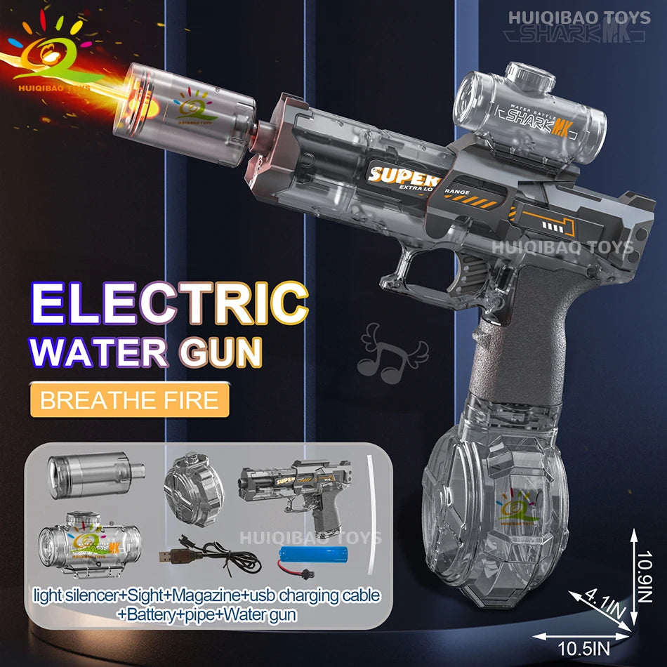 Pistolet à Eau Électrique Automatique – Effet Flamme LED & Rafales